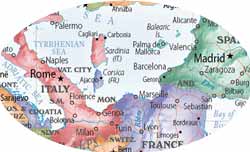 Upside Down Wall Map | Europe Detail