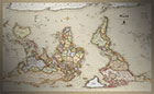 World Wall Map - High Detail with Artistic Colors and Shaded Relief Mountains