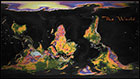World Wall Map - High Detail with Artistic Colors and Shaded Relief Mountains
